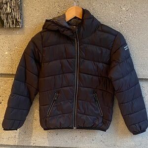 Kids Point Zero Ultralight Packable Hooded Puffer Jacket in Black